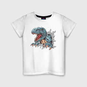 Детская футболка хлопок с принтом Годзилла в Екатеринбурге, 100% хлопок | круглый вырез горловины, полуприлегающий силуэт, длина до линии бедер | godzilla | годзила | годзилла | дракон | животные | зверь | рисунок | хищник