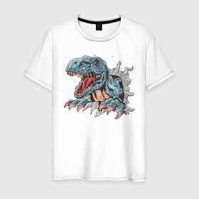 Мужская футболка хлопок с принтом Годзилла в Екатеринбурге, 100% хлопок | прямой крой, круглый вырез горловины, длина до линии бедер, слегка спущенное плечо. | godzilla | годзила | годзилла | дракон | животные | зверь | рисунок | хищник