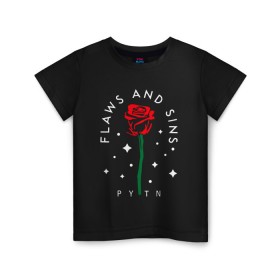 Детская футболка хлопок с принтом PYTN X ROSE (НА СПИНЕ). в Екатеринбурге, 100% хлопок | круглый вырез горловины, полуприлегающий силуэт, длина до линии бедер | payton | payton moormeie | pytn | rose | блогер | знаменитость | пейтон | пейтон моормиер | тиктоенр
