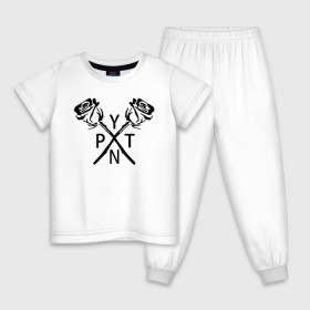 Детская пижама хлопок с принтом PYTN X ROSE. в Екатеринбурге, 100% хлопок |  брюки и футболка прямого кроя, без карманов, на брюках мягкая резинка на поясе и по низу штанин
 | payton | payton moormeie | pytn | rose | блогер | знаменитость | пейтон | пейтон моормиер | тиктоенр