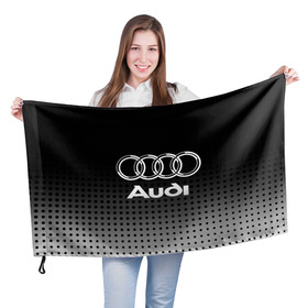 Флаг 3D с принтом Audi в Екатеринбурге, 100% полиэстер | плотность ткани — 95 г/м2, размер — 67 х 109 см. Принт наносится с одной стороны | audi | audi лого | audi марка | audi эмблема | ауди | ауди значок | ауди лого | ауди чб значок | ауди эмблема | значок audi | лого автомобиля | логотип audi | логотип ауди | черно белый