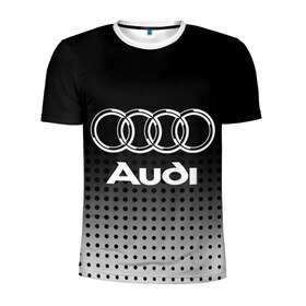 Мужская футболка 3D спортивная с принтом Audi в Екатеринбурге, 100% полиэстер с улучшенными характеристиками | приталенный силуэт, круглая горловина, широкие плечи, сужается к линии бедра | audi | audi лого | audi марка | audi эмблема | ауди | ауди значок | ауди лого | ауди чб значок | ауди эмблема | значок audi | лого автомобиля | логотип audi | логотип ауди | черно белый
