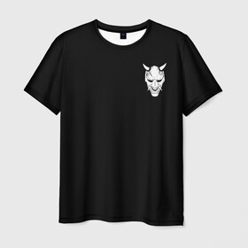 Мужская футболка 3D с принтом Демон Они (Принт на спине) в Екатеринбурге, 100% полиэфир | прямой крой, круглый вырез горловины, длина до линии бедер | cyberpunk | demon | japan | kyoto | oni | tokyo | аниме | демон | киберпанк | маска | они | стиль | ханья | япония | японский