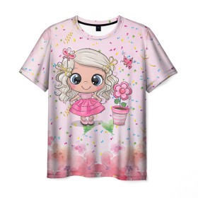 Мужская футболка 3D с принтом Маленькая принцесса в Екатеринбурге, 100% полиэфир | прямой крой, круглый вырез горловины, длина до линии бедер | бабочка | девочка | девочке | маленькая | милая | сердечки | цветочки
