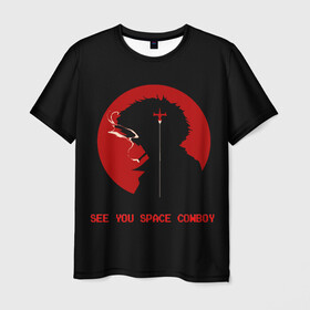 Мужская футболка 3D с принтом Ковбой Бибоп в Екатеринбурге, 100% полиэфир | прямой крой, круглый вырез горловины, длина до линии бедер | bebop | cowboy | japan | spiegel | spike | аниме | бибоп | ковбой | спайк | стиль | шпигель | япония | японский