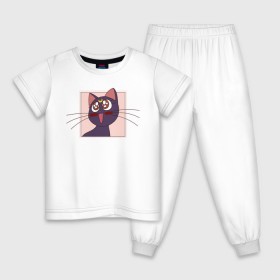 Детская пижама хлопок с принтом Luna, Sailor Moon в Екатеринбурге, 100% хлопок |  брюки и футболка прямого кроя, без карманов, на брюках мягкая резинка на поясе и по низу штанин
 | 90s | cat | cute | kawaii | kitty | luna | sailor moon | usagi tsukino | аниме | каваии | кавай | кот | котики | луна | манга | марс | меркурий | милота | сейлор | сейлор мун | усаги цукино