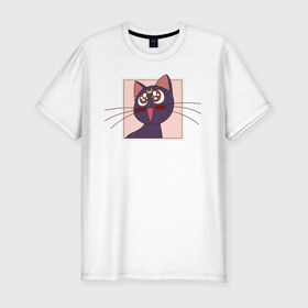 Мужская футболка премиум с принтом Luna, Sailor Moon в Екатеринбурге, 92% хлопок, 8% лайкра | приталенный силуэт, круглый вырез ворота, длина до линии бедра, короткий рукав | 90s | cat | cute | kawaii | kitty | luna | sailor moon | usagi tsukino | аниме | каваии | кавай | кот | котики | луна | манга | марс | меркурий | милота | сейлор | сейлор мун | усаги цукино