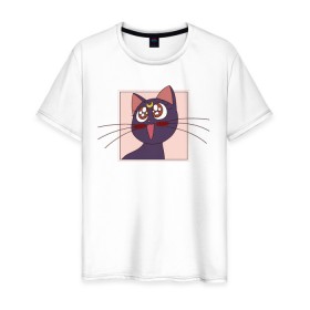 Мужская футболка хлопок с принтом Luna, Sailor Moon в Екатеринбурге, 100% хлопок | прямой крой, круглый вырез горловины, длина до линии бедер, слегка спущенное плечо. | Тематика изображения на принте: 90s | cat | cute | kawaii | kitty | luna | sailor moon | usagi tsukino | аниме | каваии | кавай | кот | котики | луна | манга | марс | меркурий | милота | сейлор | сейлор мун | усаги цукино