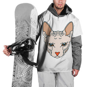 Накидка на куртку 3D с принтом Сфинкс в Екатеринбурге, 100% полиэстер |  | арт | животные | картинка | лысая кошка | лысый кот | мультяшный принт | нарисованная кошка | нарисованный кот | принт | рисунок | сфинкс