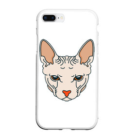 Чехол для iPhone 7Plus/8 Plus матовый с принтом Сфинкс в Екатеринбурге, Силикон | Область печати: задняя сторона чехла, без боковых панелей | арт | животные | картинка | лысая кошка | лысый кот | мультяшный принт | нарисованная кошка | нарисованный кот | принт | рисунок | сфинкс