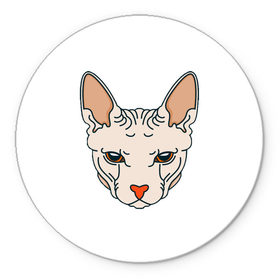 Коврик для мышки круглый с принтом Сфинкс в Екатеринбурге, резина и полиэстер | круглая форма, изображение наносится на всю лицевую часть | арт | животные | картинка | лысая кошка | лысый кот | мультяшный принт | нарисованная кошка | нарисованный кот | принт | рисунок | сфинкс