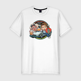 Мужская футболка премиум с принтом Back to the Future в Екатеринбурге, 92% хлопок, 8% лайкра | приталенный силуэт, круглый вырез ворота, длина до линии бедра, короткий рукав | django | tarantino | джанго | джанго освобожденный | тарантино