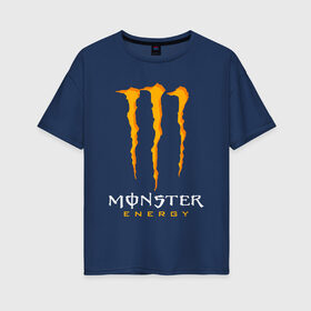 Женская футболка хлопок Oversize с принтом MONSTER ENERGY в Екатеринбурге, 100% хлопок | свободный крой, круглый ворот, спущенный рукав, длина до линии бедер
 | black monster | bmx | claw | cybersport | energy | monster | monster energy | moto | motocross | race | sport | киберспорт | когти | монстер энерджи | монстр | мото | мотокросс | ралли | скейтбординг | спорт | т | энергия