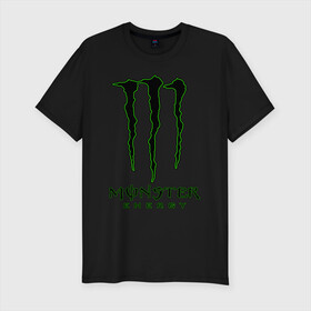 Мужская футболка хлопок Slim с принтом MONSTER ENERGY в Екатеринбурге, 92% хлопок, 8% лайкра | приталенный силуэт, круглый вырез ворота, длина до линии бедра, короткий рукав | black monster | bmx | claw | cybersport | energy | monster | monster energy | moto | motocross | race | sport | киберспорт | когти | монстер энерджи | монстр | мото | мотокросс | ралли | скейтбординг | спорт | т | энергия