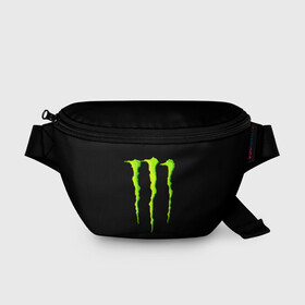 Поясная сумка 3D с принтом MONSTER ENERGY в Екатеринбурге, 100% полиэстер | плотная ткань, ремень с регулируемой длиной, внутри несколько карманов для мелочей, основное отделение и карман с обратной стороны сумки застегиваются на молнию | black monster | bmx | claw | cybersport | energy | monster | monster energy | moto | motocross | race | sport | киберспорт | когти | монстер энерджи | монстр | мото | мотокросс | ралли | скейтбординг | спорт | т | энергия