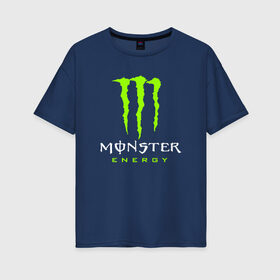 Женская футболка хлопок Oversize с принтом MONSTER ENERGY в Екатеринбурге, 100% хлопок | свободный крой, круглый ворот, спущенный рукав, длина до линии бедер
 | black monster | bmx | claw | cybersport | energy | monster | monster energy | moto | motocross | race | sport | киберспорт | когти | монстер энерджи | монстр | мото | мотокросс | ралли | скейтбординг | спорт | т | энергия