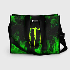 Сумка-шоппер 3D с принтом MONSTER ENERGY в Екатеринбурге, 100% полиэстер | застегивается на металлическую кнопку; внутренний карман застегивается на молнию. Стенки укреплены специальным мягким материалом, чтобы защитить содержимое от несильных ударов
 | black monster | bmx | claw | cybersport | energy | monster | monster energy | moto | motocross | race | sport | киберспорт | когти | монстер энерджи | монстр | мото | мотокросс | ралли | скейтбординг | спорт | т | энергия