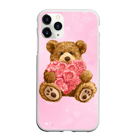 Чехол для iPhone 11 Pro матовый с принтом Плюшевый медведь с сердечком в Екатеринбурге, Силикон |  | Тематика изображения на принте: арт | животные | картинка | медвежонок | мишка | плюшевый медведь | рисунок | розовые цветы | розочки | розы | сердечко | сердце | сердце из роз | цветы
