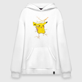 Худи SuperOversize хлопок с принтом Pikachu в Екатеринбурге, 70% хлопок, 30% полиэстер, мягкий начес внутри | карман-кенгуру, эластичная резинка на манжетах и по нижней кромке, двухслойный капюшон
 | anime | pikachu | pokemon | pokemon logo | аниме | анимэ | пика | пикачу | покемон | покемон постер | эш и пикачу | эш кетчум | япония | японский