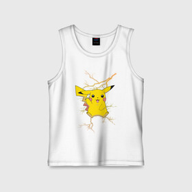 Детская майка хлопок с принтом Пикачу молния в Екатеринбурге,  |  | anime | pikachu | pokemon | pokemon logo | аниме | анимэ | пика | пикачу | покемон | покемон постер | эш и пикачу | эш кетчум | япония | японский