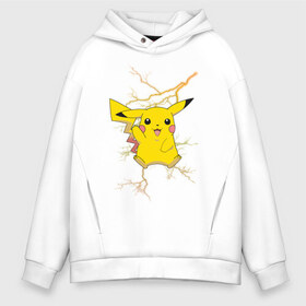 Мужское худи Oversize хлопок с принтом Pikachu в Екатеринбурге, френч-терри — 70% хлопок, 30% полиэстер. Мягкий теплый начес внутри —100% хлопок | боковые карманы, эластичные манжеты и нижняя кромка, капюшон на магнитной кнопке | anime | pikachu | pokemon | pokemon logo | аниме | анимэ | пика | пикачу | покемон | покемон постер | эш и пикачу | эш кетчум | япония | японский