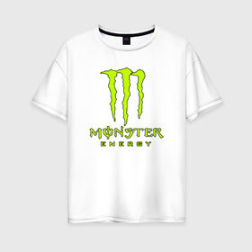 Женская футболка хлопок Oversize с принтом MONSTER ENERGY в Екатеринбурге, 100% хлопок | свободный крой, круглый ворот, спущенный рукав, длина до линии бедер
 | black monster | bmx | claw | cybersport | energy | monster | monster energy | moto | motocross | race | sport | киберспорт | когти | монстер энерджи | монстр | мото | мотокросс | ралли | скейтбординг | спорт | т | энергия