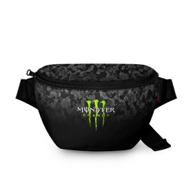 Поясная сумка 3D с принтом MONSTER ENERGY в Екатеринбурге, 100% полиэстер | плотная ткань, ремень с регулируемой длиной, внутри несколько карманов для мелочей, основное отделение и карман с обратной стороны сумки застегиваются на молнию | black monster | bmx | claw | cybersport | energy | monster | monster energy | moto | motocross | race | sport | киберспорт | когти | монстер энерджи | монстр | мото | мотокросс | ралли | скейтбординг | спорт | т | энергия