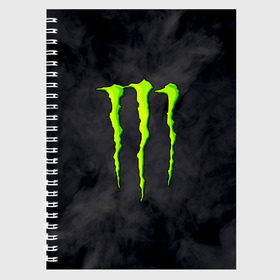 Тетрадь с принтом MONSTER ENERGY в Екатеринбурге, 100% бумага | 48 листов, плотность листов — 60 г/м2, плотность картонной обложки — 250 г/м2. Листы скреплены сбоку удобной пружинной спиралью. Уголки страниц и обложки скругленные. Цвет линий — светло-серый
 | black monster | bmx | claw | cybersport | energy | monster | monster energy | moto | motocross | race | sport | киберспорт | когти | монстер энерджи | монстр | мото | мотокросс | ралли | скейтбординг | спорт | т | энергия