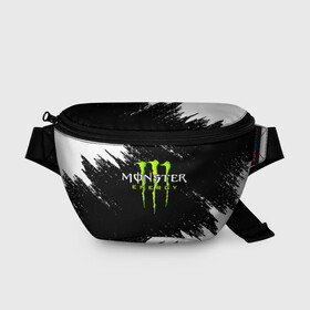 Поясная сумка 3D с принтом MONSTER ENERGY  в Екатеринбурге, 100% полиэстер | плотная ткань, ремень с регулируемой длиной, внутри несколько карманов для мелочей, основное отделение и карман с обратной стороны сумки застегиваются на молнию | black monster | bmx | claw | cybersport | energy | monster | monster energy | moto | motocross | race | sport | киберспорт | когти | монстер энерджи | монстр | мото | мотокросс | ралли | скейтбординг | спорт | т | энергия