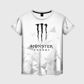 Женская футболка 3D с принтом MONSTER ENERGY  в Екатеринбурге, 100% полиэфир ( синтетическое хлопкоподобное полотно) | прямой крой, круглый вырез горловины, длина до линии бедер | black monster | bmx | claw | cybersport | energy | monster | monster energy | moto | motocross | race | sport | киберспорт | когти | монстер энерджи | монстр | мото | мотокросс | ралли | скейтбординг | спорт | т | энергия