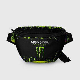 Поясная сумка 3D с принтом MONSTER ENERGY  в Екатеринбурге, 100% полиэстер | плотная ткань, ремень с регулируемой длиной, внутри несколько карманов для мелочей, основное отделение и карман с обратной стороны сумки застегиваются на молнию | black monster | bmx | claw | cybersport | energy | monster | monster energy | moto | motocross | race | sport | киберспорт | когти | монстер энерджи | монстр | мото | мотокросс | ралли | скейтбординг | спорт | т | энергия