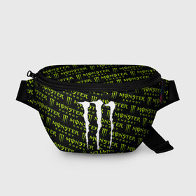 Поясная сумка 3D с принтом MONSTER ENERGY  в Екатеринбурге, 100% полиэстер | плотная ткань, ремень с регулируемой длиной, внутри несколько карманов для мелочей, основное отделение и карман с обратной стороны сумки застегиваются на молнию | black monster | bmx | claw | cybersport | energy | monster | monster energy | moto | motocross | race | sport | киберспорт | когти | монстер энерджи | монстр | мото | мотокросс | ралли | скейтбординг | спорт | т | энергия