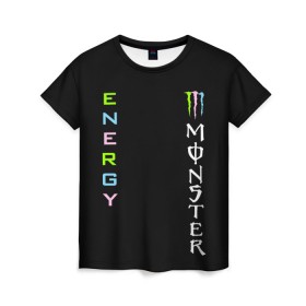 Женская футболка 3D с принтом MONSTER ENERGY (Z) в Екатеринбурге, 100% полиэфир ( синтетическое хлопкоподобное полотно) | прямой крой, круглый вырез горловины, длина до линии бедер | black monster | bmx | claw | cybersport | energy | monster | monster energy | moto | motocross | race | sport | киберспорт | когти | монстер энерджи | монстр | мото | мотокросс | ралли | скейтбординг | спорт | энергия