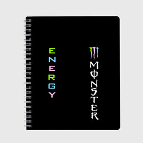 Тетрадь с принтом MONSTER ENERGY (Z) в Екатеринбурге, 100% бумага | 48 листов, плотность листов — 60 г/м2, плотность картонной обложки — 250 г/м2. Листы скреплены сбоку удобной пружинной спиралью. Уголки страниц и обложки скругленные. Цвет линий — светло-серый
 | black monster | bmx | claw | cybersport | energy | monster | monster energy | moto | motocross | race | sport | киберспорт | когти | монстер энерджи | монстр | мото | мотокросс | ралли | скейтбординг | спорт | энергия