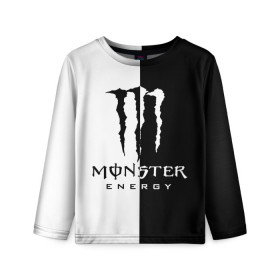 Детский лонгслив 3D с принтом MONSTER ENERGY (Z) в Екатеринбурге, 100% полиэстер | длинные рукава, круглый вырез горловины, полуприлегающий силуэт
 | black monster | bmx | claw | cybersport | energy | monster | monster energy | moto | motocross | race | sport | киберспорт | когти | монстер энерджи | монстр | мото | мотокросс | ралли | скейтбординг | спорт | т | энергия