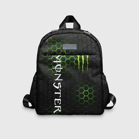 Детский рюкзак 3D с принтом MONSTER ENERGY  в Екатеринбурге, 100% полиэстер | лямки с регулируемой длиной, сверху петелька, чтобы рюкзак можно было повесить на вешалку. Основное отделение закрывается на молнию, как и внешний карман. Внутри дополнительный карман. По бокам два дополнительных кармашка | black monster | bmx | claw | cybersport | energy | monster | monster energy | moto | motocross | race | sport | киберспорт | когти | монстер энерджи | монстр | мото | мотокросс | ралли | скейтбординг | спорт | т | энергия