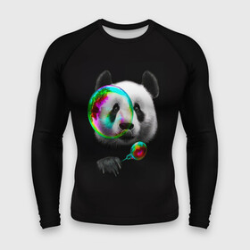 Мужской рашгард 3D с принтом Панда и мыльный пузырь в Екатеринбурге,  |  | Тематика изображения на принте: арт | животные | забавная панда | зверь панда | мыльный пузырь | панда | панды | пузырь | рисунок