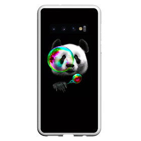 Чехол для Samsung Galaxy S10 с принтом Панда и мыльный пузырь в Екатеринбурге, Силикон | Область печати: задняя сторона чехла, без боковых панелей | арт | животные | забавная панда | зверь панда | мыльный пузырь | панда | панды | пузырь | рисунок