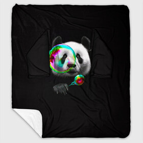 Плед с рукавами с принтом Панда и мыльный пузырь в Екатеринбурге, 100% полиэстер | Закругленные углы, все края обработаны. Ткань не мнется и не растягивается. Размер 170*145 | арт | животные | забавная панда | зверь панда | мыльный пузырь | панда | панды | пузырь | рисунок