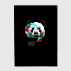 Постер с принтом Панда и мыльный пузырь в Екатеринбурге, 100% бумага
 | бумага, плотность 150 мг. Матовая, но за счет высокого коэффициента гладкости имеет небольшой блеск и дает на свету блики, но в отличии от глянцевой бумаги не покрыта лаком | арт | животные | забавная панда | зверь панда | мыльный пузырь | панда | панды | пузырь | рисунок