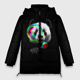Женская зимняя куртка 3D с принтом Панда и мыльный пузырь в Екатеринбурге, верх — 100% полиэстер; подкладка — 100% полиэстер; утеплитель — 100% полиэстер | длина ниже бедра, силуэт Оверсайз. Есть воротник-стойка, отстегивающийся капюшон и ветрозащитная планка. 

Боковые карманы с листочкой на кнопках и внутренний карман на молнии | арт | животные | забавная панда | зверь панда | мыльный пузырь | панда | панды | пузырь | рисунок