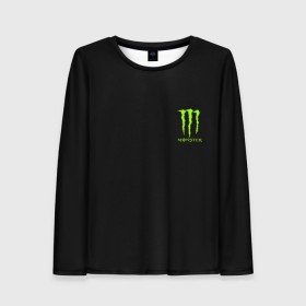 Женский лонгслив 3D с принтом MONSTER ENERGY (+спина) (Z) в Екатеринбурге, 100% полиэстер | длинные рукава, круглый вырез горловины, полуприлегающий силуэт | black monster | bmx | claw | cybersport | energy | monster | monster energy | moto | motocross | race | sport | киберспорт | когти | монстер энерджи | монстр | мото | мотокросс | ралли | скейтбординг | спорт | т | энергия