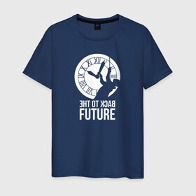 Мужская футболка хлопок с принтом Back to the Future в Екатеринбурге, 100% хлопок | прямой крой, круглый вырез горловины, длина до линии бедер, слегка спущенное плечо. | back to the future | bttf | марти макфлай