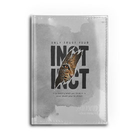 Обложка для автодокументов с принтом INSTINCT Инстинкт хищника тигр в Екатеринбурге, натуральная кожа |  размер 19,9*13 см; внутри 4 больших “конверта” для документов и один маленький отдел — туда идеально встанут права | большая кошка. тигр | дикая природа | инстинкт | инстинкт выживания | кошка | лев | леопард | надпись | текст | фраза | хищник | хищница