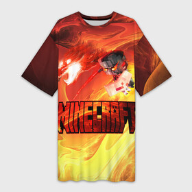 Платье-футболка 3D с принтом MINECRAFT | ЛАВА в Екатеринбурге,  |  | craft | creeper | fire | flame | lava | mine | minecraft | pixel | блоки | грифер | игры | квадраты | крипер | лава | маинкрафт | майн | майнкравт | майнкрафт | маркус перссон | огонь | пиксель