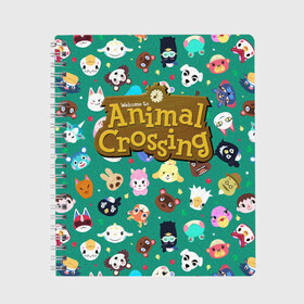 Тетрадь с принтом Animal Crossing в Екатеринбурге, 100% бумага | 48 листов, плотность листов — 60 г/м2, плотность картонной обложки — 250 г/м2. Листы скреплены сбоку удобной пружинной спиралью. Уголки страниц и обложки скругленные. Цвет линий — светло-серый
 | animal crossing | game | new horizons | nintendo | животные | игра | нинтендо