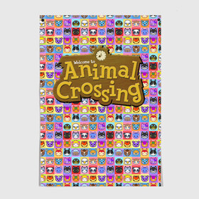 Постер с принтом ANIMAL CROSSING в Екатеринбурге, 100% бумага
 | бумага, плотность 150 мг. Матовая, но за счет высокого коэффициента гладкости имеет небольшой блеск и дает на свету блики, но в отличии от глянцевой бумаги не покрыта лаком | animal crossing | game | new horizons | nintendo | животные | игра | нинтендо