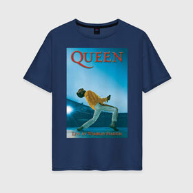Женская футболка хлопок Oversize с принтом Queen в Екатеринбурге, 100% хлопок | свободный крой, круглый ворот, спущенный рукав, длина до линии бедер
 | queen | арт | музыка | рок | фредди меркьюри