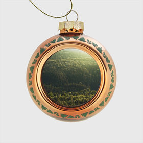 Стеклянный ёлочный шар с принтом Летний лес в Екатеринбурге, Стекло | Диаметр: 80 мм | дерево | деревья | зеленый | лес | лето | небо | облако | солнце | темный | ярко