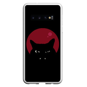 Чехол для Samsung Galaxy S10 с принтом Vampire Cat в Екатеринбурге, Силикон | Область печати: задняя сторона чехла, без боковых панелей | art | cat | red moon | vampire | арт | вампир | животные | картинка | кот | котик | кошка | красная луна | рисунок